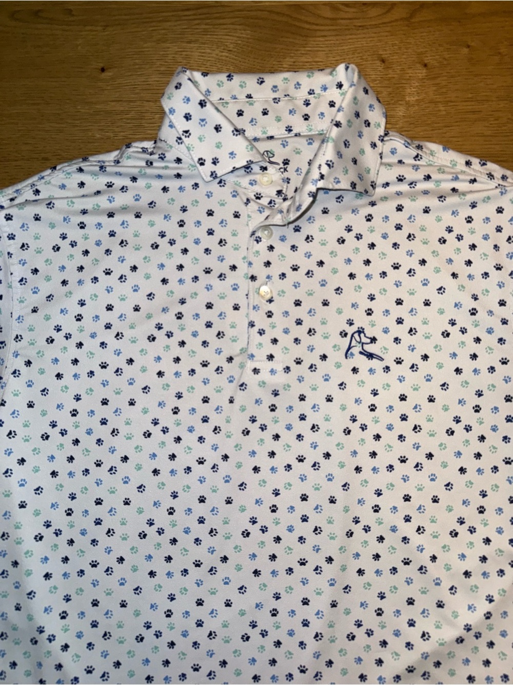 Rhoback | Multi-color Paw Print on White Polo | Size S - Picture 2 of 8